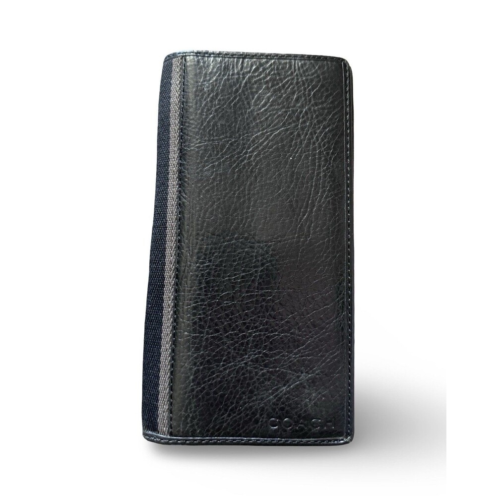 COACH  Black Leather long wallet Unisex